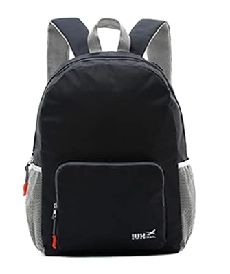 Face Up srl Mochila de bolsillo plegable 20 l ligera para viajes, ciudad, senderismo actividades al aire libre, Negro
