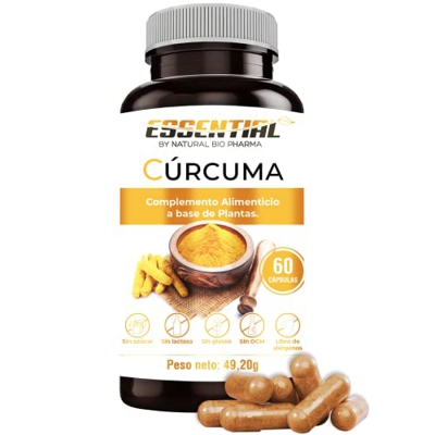 Cúrcuma con Pimienta Negra en Cápsulas. Antiinflamatorio y Antioxidante Potente para tus Articulaciones. Suplemento 100% Natural 60 Caps. 30.000mg. No