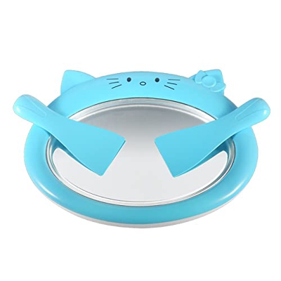 AECBUY Fabricante De Helados Enrollado Yogurt Yogurt Bandeja De Hielo Frito Mini MáQuina De Helado con 2 EspáTulas SartéN Redondas De Planchas(Azul,22