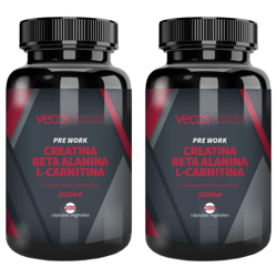 Vecos | Pre Entreno con Creatina, Beta Alanina y L-Carnitina | 2x200 Cápsulas Vegetales | Contribuye a Aumentar la Masa Muscular y la Fuerza | Aporta  características