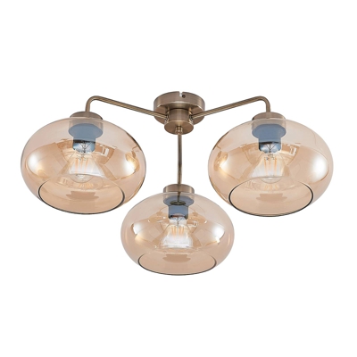 Lindby Navidia plafón, pantalla de vidrio ámbar