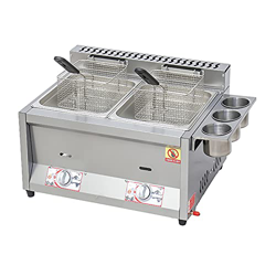 Freidora de Gas Comercial, Cesta para encimera, freidora Profunda de Acero Inoxidable, Restaurante, Patatas Fritas caseras, Chip con condimento Ajusta precio