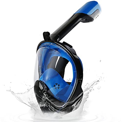 QHYTL Máscara de esnórquel de Cara Completa, máscara de Buceo Completamente Seca de Silicona para Adultos, máscara de natación para Adultos, Vista pan