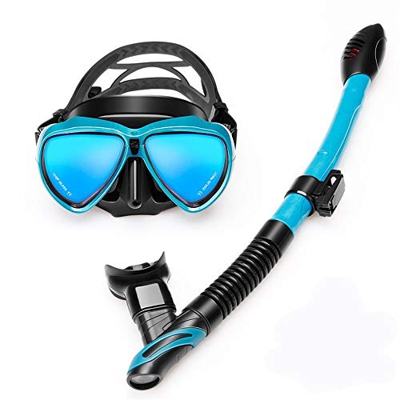 QHYTL Máscara de Buceo, Juego de natación subacuática, Gafas, Tubo de esnórquel Completamente seco, máscaras de esnórquel, Silicona, Resistente al Agu