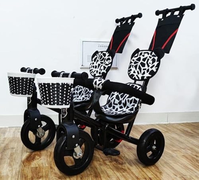 Jixi Silla de Paseo Cochecito Cochecito Doble Triciclo Bicicleta de bebé Doble Bicicleta Cinco Modos Gratis con 3 Puntos Protección de Seguridad Carro