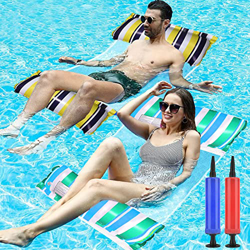 AKOFIC Hamaca de agua, paquete de 2 flotadores inflables para piscinas, tumbonas inflables multiusos 4 en 1, tumbonas flotantes, tumbonas para cama y  precio