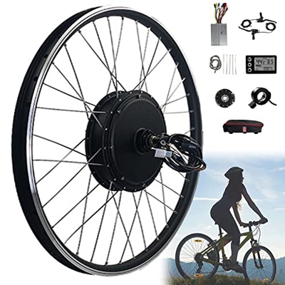 Amick Kit de conversión de Bicicleta eléctrica Rueda Delantera 48V 1500W EBike Kit con Pantalla LCD, Kit de conversión de Motor de Bicicleta eléctrica