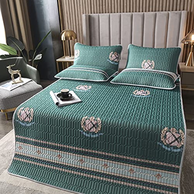 Colchoneta De Dormir De Verano - Colchoneta De Seda De Hielo De Látex con Impresión 3D Europea, Juegos De Cama De 3 Piezas De Microfibra 100% Lavada, 