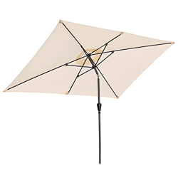 Angel Living 2.1x1.4M Sombrilla Parasol de Aluminio y Poliéster, Parasol Inclinado con Manivela, Mástil Aluminio 38mm (Beige Claro) precio