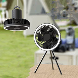 Ventilador portátil para Acampar con Linterna LED - Tiempo de Trabajo de 30 Horas/Temporización de 3 Engranajes/Ajuste de 360 ​​° / Funciona con bater en oferta