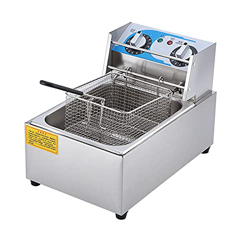 Freidora eléctrica de 6L con Cesta y Tapa, freidora de Grasa de Cocina de Acero Inoxidable para encimera, freidora para Patatas Fritas, Donuts y más2 precio