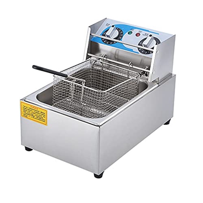 Freidora eléctrica de 6L con Cesta y Tapa, freidora de Grasa de Cocina de Acero Inoxidable para encimera, freidora para Patatas Fritas, Donuts y más2