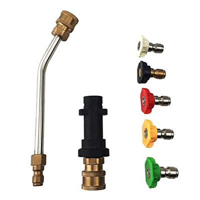 XINRISHENG Adaptador de Pistola de Lavadora de presión del automóvil + Lance de Varita de extensión de 30 Grados + Consejos de Boquilla de 5 Piezas pa