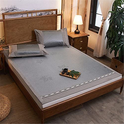 HCZS Estera de enfriamiento de bambú de Seda de Hielo de Verano, colchón de Aire Acondicionado para Dormir Plegable de Doble Cara para la Almohadilla 