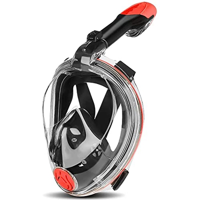 QHYTL Traje de esnórquel Sistema de respiración Seguro panorámico de 180° Máscara de Buceo con Tiras Ajustables y Soporte para cámara de acción Juego 