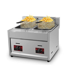 Freidora de Gas Comercial Profesional, encimera de Acero Inoxidable, freidora LPG, Potencia de Fuego Ajustable, 6L, 12L, Gran Capacidad con cestas y precio