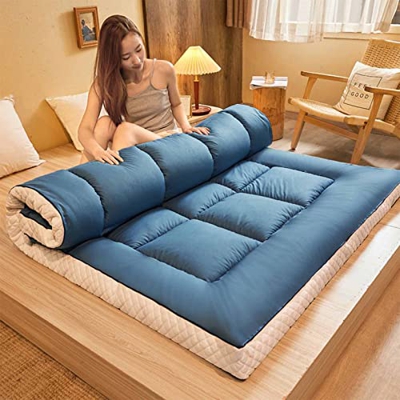 Futon Plegable-Tatami Japones, Colchon Camping Enrollable 4 Pulgadas colchn de Piso de futn Extra Grueso para Adultos, colchn de futn de espesas japon