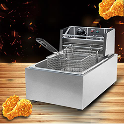 Freidora eléctrica 6L Encimera Acero Inoxidable Tanque Individual con Tapa Cesta Hogar Restaurante 110V-220V (6L) en oferta