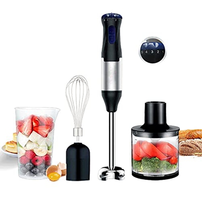 Lihuzmd Batidora de Mano 4 en 1 Espumador de Leche,Batidor eléctrico USB Recargable con batidora de Mano de inmersión de 5 velocidades Batidora eléctr
