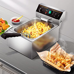 Freidora eléctrica de 10 l/20 l, encimera de Acero Inoxidable con Tapa, Cesta para el hogar, Restaurante, Tanque Individual, Tanque Doble para Patatas características