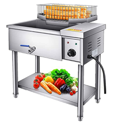 LBSI 23L /34L Freidora Comercial de Gran Capacidad, Freidora Eléctrica con Válvula de Drenaje de Aceite, de Acero Inoxidable, Table Top y Vertical (Co precio