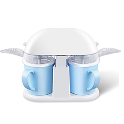 Soft Serve Ice Cream Machine Topping Dispenser Twin Cup Slush Ice Cream Maker Home Machine Detachable Mixing Paddle Blue en oferta