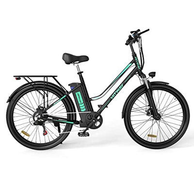 HITWAY Bicicleta eléctrica Mujer 26 Pulgadas,Motor 250 W,36V/10Ah batería,Shimano 7 Vel,Pedal Assist,Alcance de hasta 50 km,Adultos Urbana City E-Bike