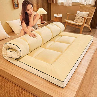 Futon Plegable-Tatami Japones, Colchon Camping Enrollable 4 Pulgadas colchn de Piso de futn Extra Grueso para Adultos, colchn de futn de espesas japon