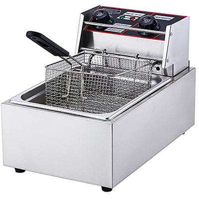 Freidora Profunda de Acero Inoxidable de 2500 W, 6 litros, Perilla de Temperatura de un Solo Cilindro, freidora eléctrica con función de sincronizació