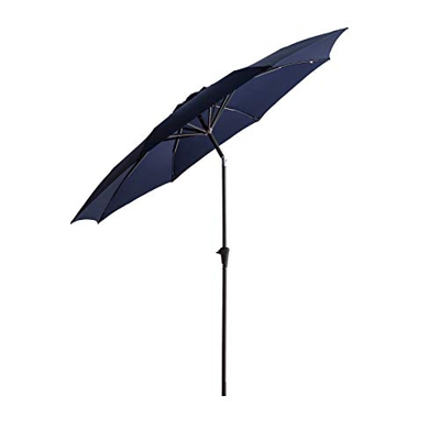 FLAME&SHADE Sombrilla Parasol Grande de Jardin Terraza Exterior Ø300 cm con Manivela y Inclinación, Fibra de Vidrio Incluida, Azul Marino