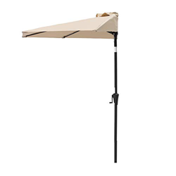 FLAME&SHADE Sombrilla Parasol Semiredonda de Jardin Terraza Exterior Ø270 cm, Semicircular con Manivela y Inclinación, UPF 50+, Beige características
