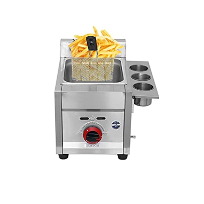 Freidora de Gas Profesional, freidora LPG de Acero Inoxidable, Cilindro Doble de 6L, Cilindro único de 12L, Potencia de Fuego Ajustable para Restauran