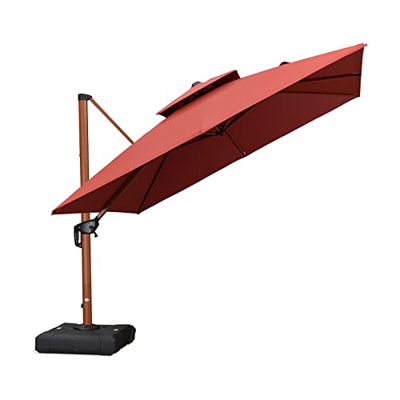 PURPLE LEAF Sombrillas de jardín 3x3 m Parasol Terraza grandes de Aluminio de Diámetro, Rotación de 360°, Parasoles Jardin, con Manivela y Protección