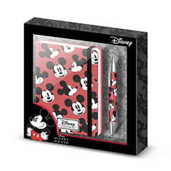 KARACTERMANIA, 2796, Mickey Mouse Blinks-Caja Regalo con Diario y Bolígrafo, Rojo en oferta