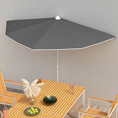Festnight Parasol Excéntrico, Sombrilla Jardin Pared,Sombrilla de Balcón con Semicírculo Dia.300x150 cm, con Manivela para Terraza Jardín Exterior, Gr