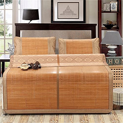 HCZS Estera de enfriamiento de bambú de Seda de Hielo de Verano, Funda de Almohada Colchón de Aire Acondicionado para Dormir Plegable de Doble Cara pa