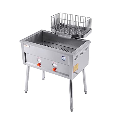 ZYFC Freidora a Gas Comercial, Freidoras INOX, con Tapa y Patas Telescópicas Removibles, Gran Capacidad 25L, para Restaurante Comercial, Restaurante d