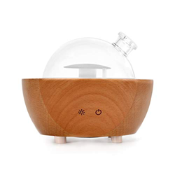 Humidificadores Difusor de aceite de vidrio de madera Difusor de aroma portátil de humidificador portátil con 7 colores DIRIGIÓ Luces aroma difusor si en oferta