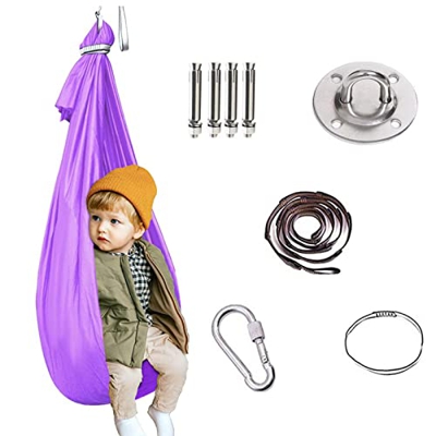 LAPONO Columpio de Terapia para Niños Hamaca Elástico Abrazar Swing Sensorial Hamacas Tela de Suave Elástica Yoga 100 X 280 cm Columpios de Tejido Elá