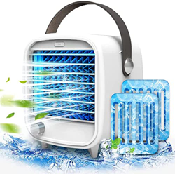 ZLZNX Aire Acondicionado Personal de Escritorio AC, Mini Ventilador de Aire portátil con 3 velocidades de Viento, luz LED de 7 Colores pequeño Ventila características