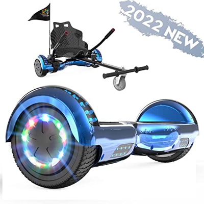 FUNDOT Hoverboards con Asiento,Hoverboards con Silla,hoverkart para Hoverboards 6.5 Pulgadas, Hoverboards con Hermosas Luces LED, Hoverboardss con Alt