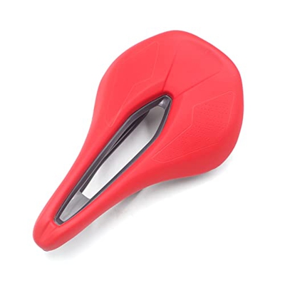 ZHOUFENG Asiento de Bicicleta Silla de Ciclo MTB Asiento de triatlón de montaña de montaña PU Cojín Suave Transpirable (Color : Red)