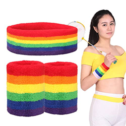 MAOBU Juego de Bandas para el Sudor, Banda para la Cabeza Deportiva con Rayas arcoíris, para Hombres y Mujeres, Bandas para el Sudor para Deportes características
