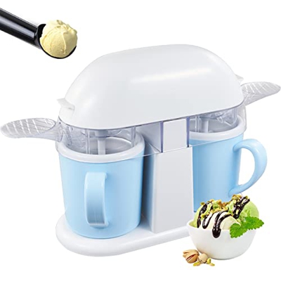 json2xml Churner de Helado con Doble Barril, Hacer al Mismo Tiempo/Limpieza fácil/Capacidad: 1000 ml en Total, Fabricante de postres congelados para r