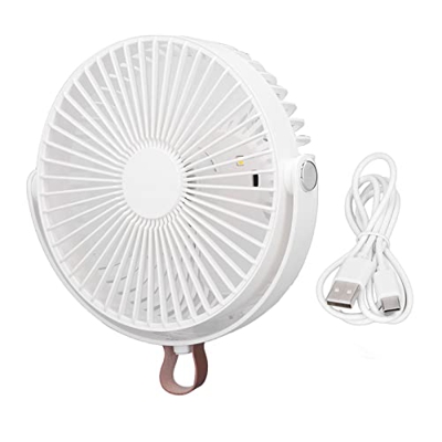 Dekaim Ventilador eléctrico, 3 velocidades, 360 Grados, Ajustable, Recargable por USB, Ventilador portátil para Acampar con luz Nocturna para Acampar 