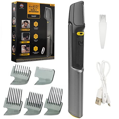 Micro Touch Titanium Trim – Cortapelos con cuchillas de acero inoxidable – Corte, recorte y estilizado – Recortador de pelo, Face & Body – 5 cabezales