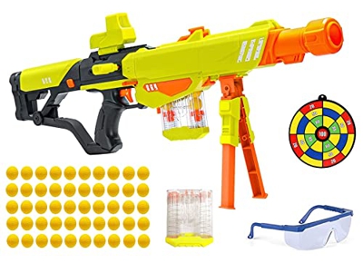 Riviax Pistola Juguete Desmontable Niño/a +6 Años, 50 Pelotas/Bolas Espuma Blanda + 1 Gafas Seguridad + 1 Diana Disparo y 2 Cargadores, Blaster Lanzad