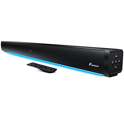 Barra de sonido envolvente con Bluetooth, 80 W, 94 cm, para dispositivos de TV con subwoofer integrado, 109 dB, 3 modos de ecualización a través de co
