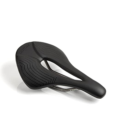 sillín de montaña Tcarbon Fibra Ergonomía Humana Saddle Cushion Hueco Titanium Rail Road MTB Sillín de Bicicleta (Color : Black)