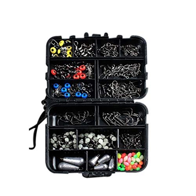 FMOPQ Cajas de Pesca, Bolsas, 177 Uds, Juego de Accesorios de Pesca con Caja de Aparejos, Incluye toboganes giratorios, rodamiento de Bolas, Anzuelo d